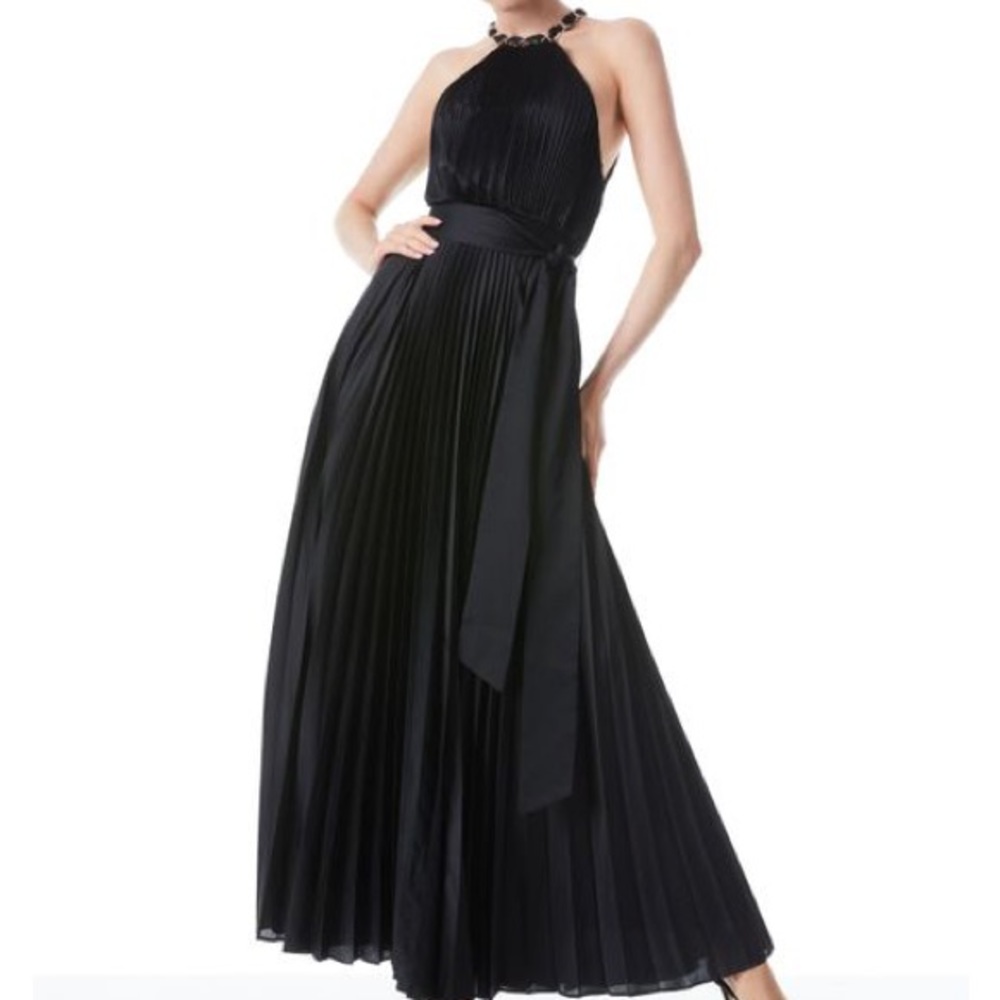 Black Alice + Olivia Halter Dress